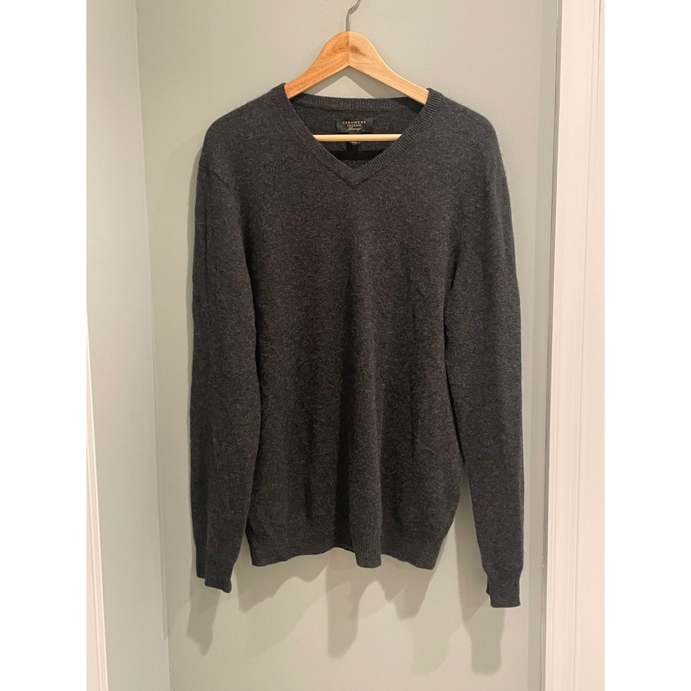 CASHMERE CLUB ROOM LUXURY Mens‎ Dark Gray V Neck Sweater Size M 100% Cashmere